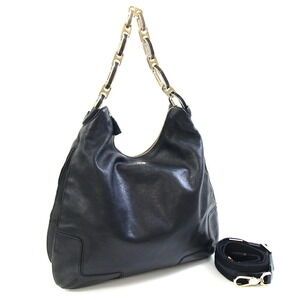 Anya Hindmarch Shoulder Bag Black Leather Canvas Crossbody Chain